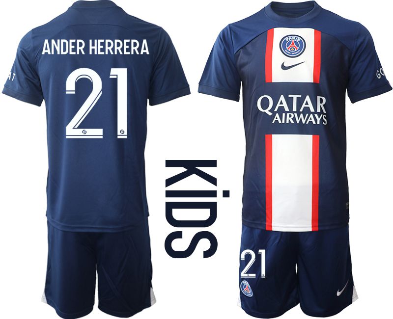 Youth 2022-2023 Club Paris St German home blue #21 Soccer Jersey->customized soccer jersey->Custom Jersey